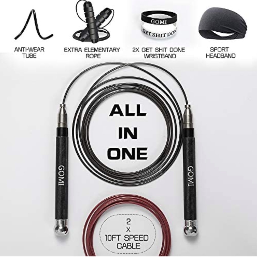 Speed Jump Rope, Screw-Free Design and Self-Locking Jumping Rope. (Red) - Picture 2 of 4